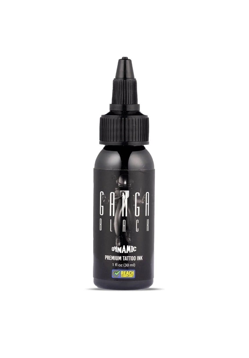 DYNAMIC GANGA BLACK 1-oz Tattoo Ink Lining Shading Tribal Dark Blackest ColorDYN