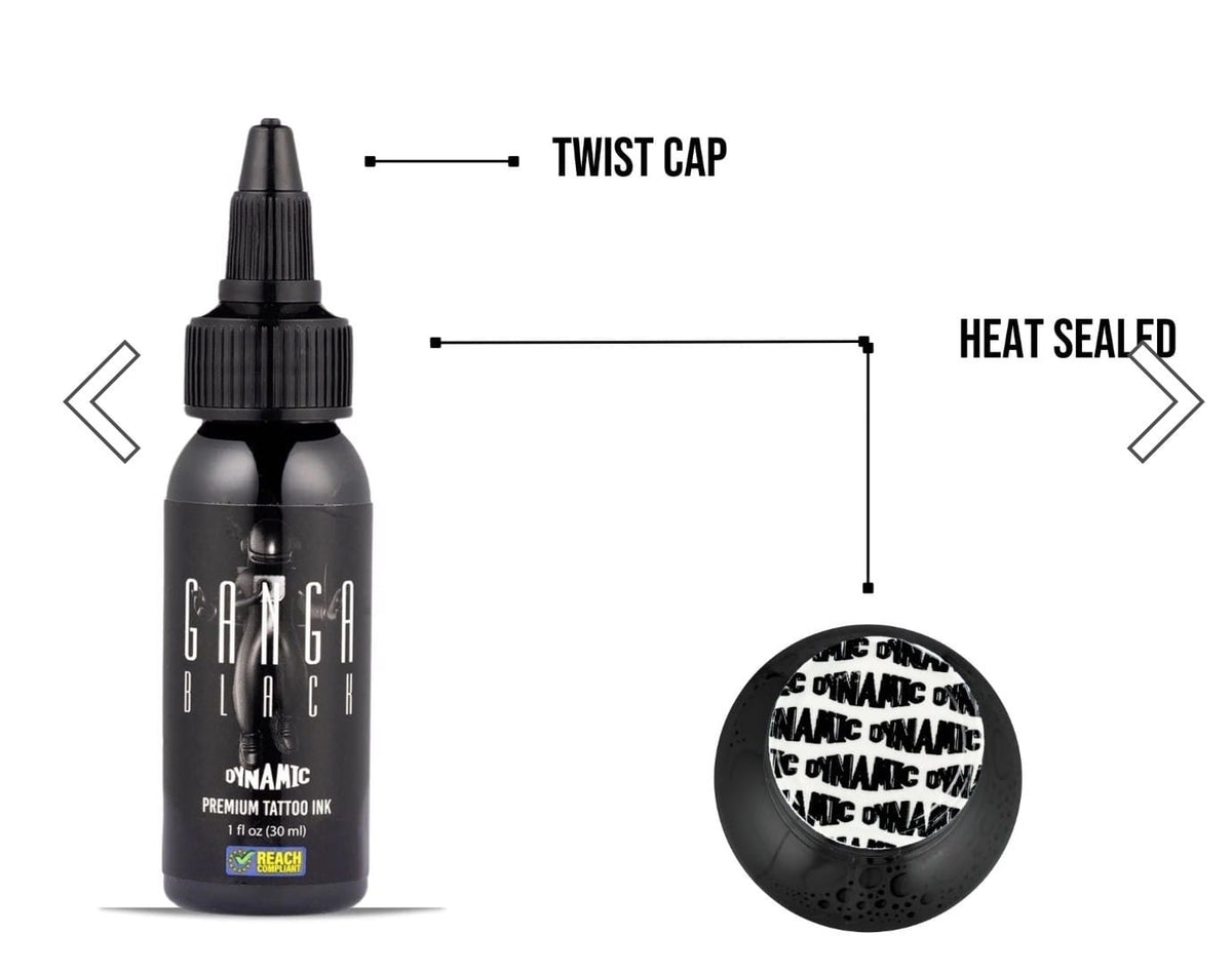 DYNAMIC GANGA BLACK 1-oz Tattoo Ink Lining Shading Tribal Dark Blackest ColorDYN
