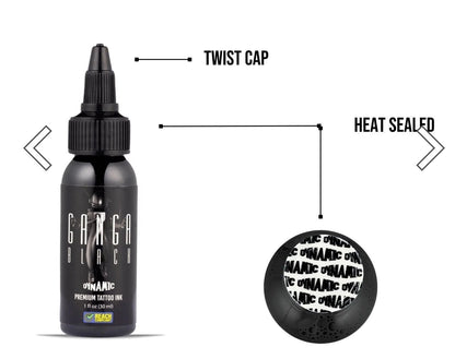 DYNAMIC GANGA BLACK 1-oz Tattoo Ink Lining Shading Tribal Dark Blackest ColorDYN