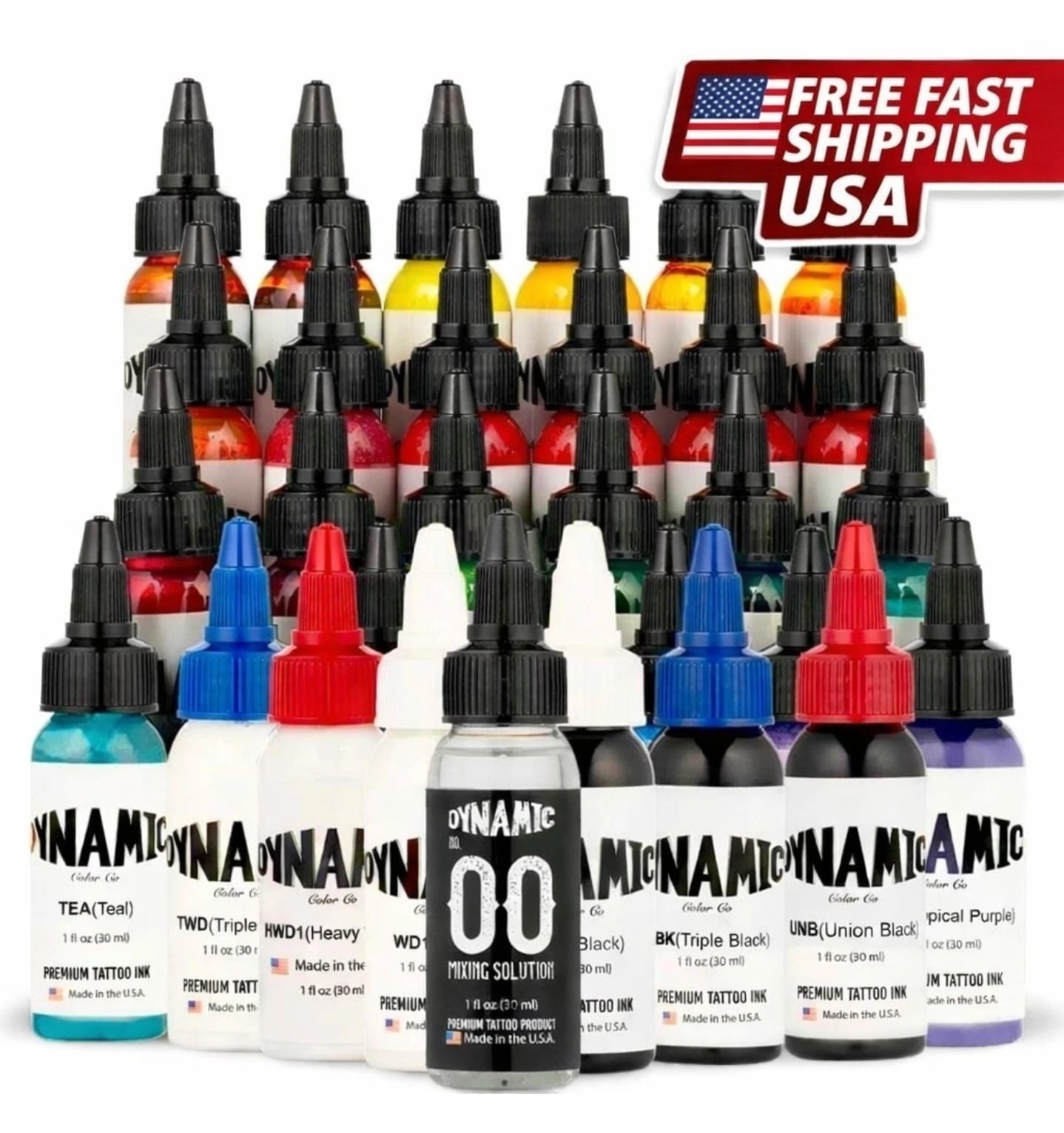 Dynamic Color Co. Master Collection Pre-Dispersed Tattoo Ink Set Multicolor 1oz