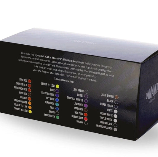 Dynamic Color Co. Master Collection Pre-Dispersed Tattoo Ink Set Multicolor 1oz