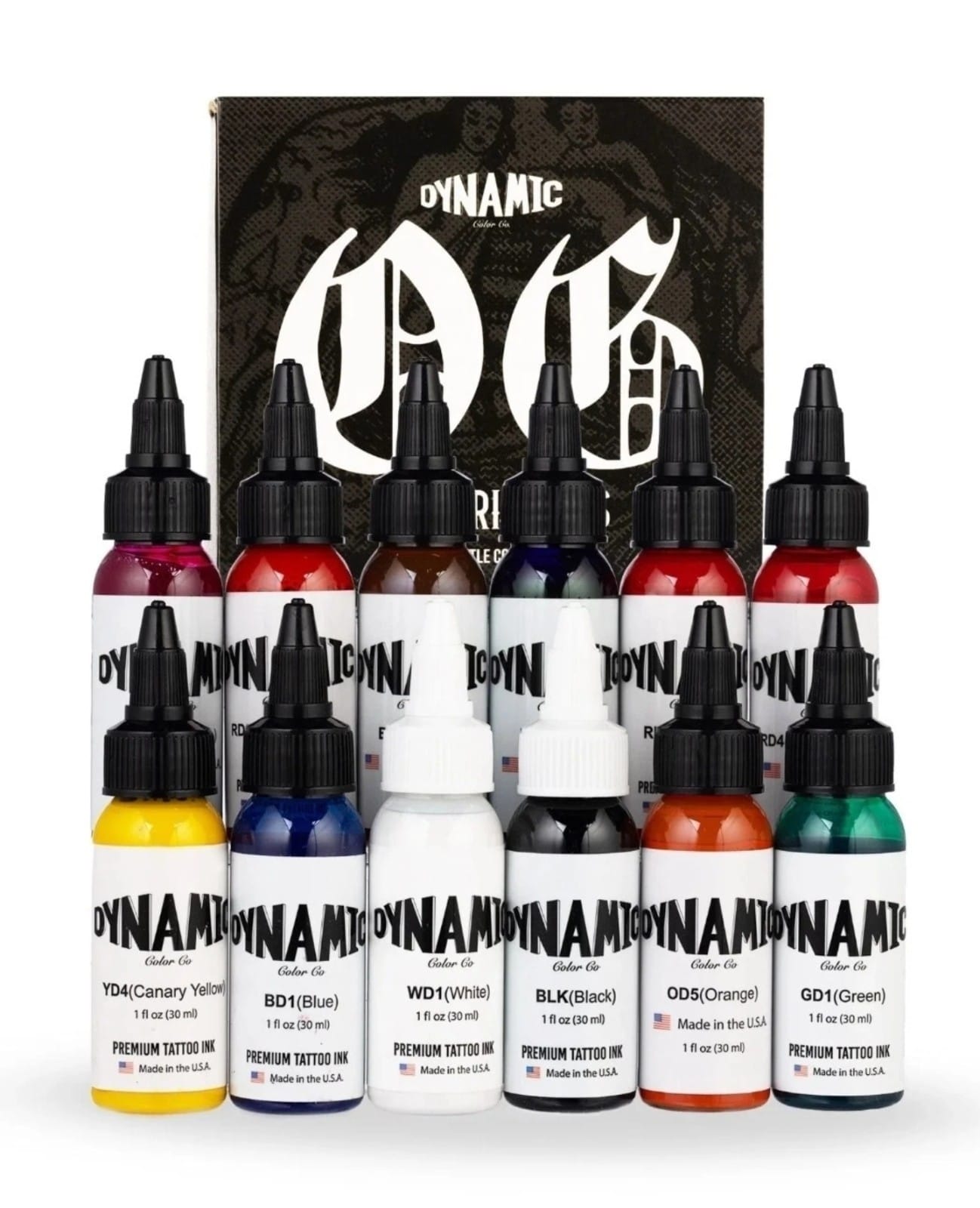 Dynamic Color Co. OG The Originals Pre-Dispersed Tattoo Ink Set 12x1oz